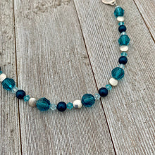 Load image into Gallery viewer, Teal Swarovski Crystal and Pearl Bracelet