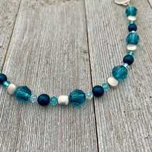 Load image into Gallery viewer, Teal Swarovski Crystal and Pearl Bracelet