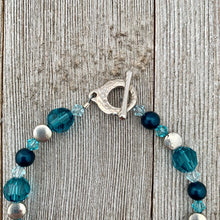 Load image into Gallery viewer, Teal Swarovski Crystal and Pearl Bracelet