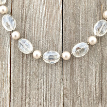 Load image into Gallery viewer, Crystal and Pearl Necklace, Adjustable Length, Sparkle, Bling, Bridal Jewelry, Wedding, Formal