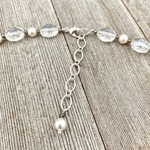 Load image into Gallery viewer, Crystal and Pearl Necklace, Adjustable Length, Sparkle, Bling, Bridal Jewelry, Wedding, Formal