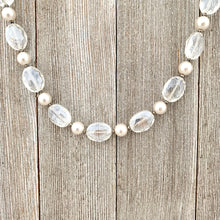 Load image into Gallery viewer, Crystal and Pearl Necklace, Adjustable Length, Sparkle, Bling, Bridal Jewelry, Wedding, Formal