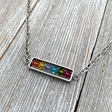 Load image into Gallery viewer, Spring Crystal Framed Necklace, Swarovski, Antique & Matte Silver, Bright Colors, Summer, Easter, For Women, Gift
