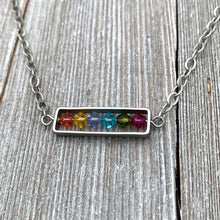 Load image into Gallery viewer, Spring Crystal Framed Necklace, Swarovski, Antique & Matte Silver, Bright Colors, Summer, Easter, For Women, Gift