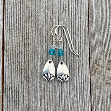 Load image into Gallery viewer, Lotus Petal Earrings, Light Turquoise Swarovski Crystals, Silver Filled Earwires, Dangle, Spring, Summer, Floral, Women, Teens, Gift