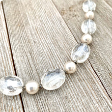 Load image into Gallery viewer, Crystal and Pearl Necklace, Adjustable Length, Sparkle, Bling, Bridal Jewelry, Wedding, Formal