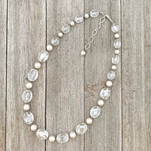Load image into Gallery viewer, Crystal and Pearl Necklace, Adjustable Length, Sparkle, Bling, Bridal Jewelry, Wedding, Formal