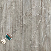 Load image into Gallery viewer, Apatite, Turquoise Crystals, Coral Crystals, Wire Wrapped Hoop, Biwa Pearls, Long Necklace, Boho Chic, Ocean, For Women, Mom, Friend, Teen