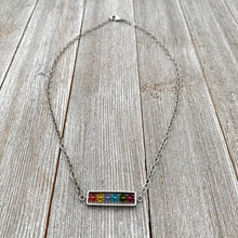 Load image into Gallery viewer, Spring Crystal Framed Necklace, Swarovski, Antique & Matte Silver, Bright Colors, Summer, Easter, For Women, Gift