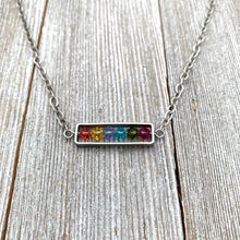 Load image into Gallery viewer, Spring Crystal Framed Necklace, Swarovski, Antique & Matte Silver, Bright Colors, Summer, Easter, For Women, Gift