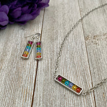 Load image into Gallery viewer, Spring Crystal Framed Necklace, Swarovski, Antique & Matte Silver, Bright Colors, Summer, Easter, For Women, Gift