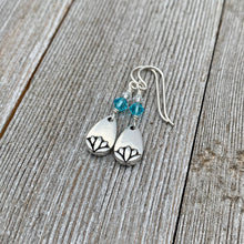 Load image into Gallery viewer, Lotus Petal Earrings, Light Turquoise Swarovski Crystals, Silver Filled Earwires, Dangle, Spring, Summer, Floral, Women, Teens, Gift