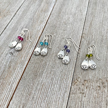 Load image into Gallery viewer, Lotus Petal Earrings, Light Turquoise Swarovski Crystals, Silver Filled Earwires, Dangle, Spring, Summer, Floral, Women, Teens, Gift