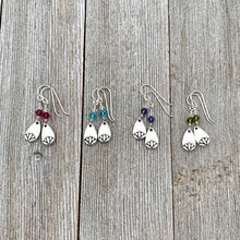 Load image into Gallery viewer, Lotus Petal Earrings, Light Turquoise Swarovski Crystals, Silver Filled Earwires, Dangle, Spring, Summer, Floral, Women, Teens, Gift