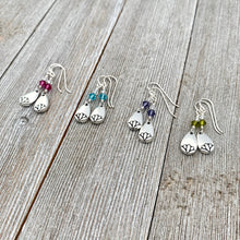 Load image into Gallery viewer, Lotus Petal Earrings, Fuchsia Swarovski Crystals, Silver Filled Earwires, Dangle, Spring, Summer, Floral, Women, Teens, Gift