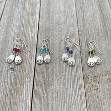 Load image into Gallery viewer, Lotus Petal Earrings, Fuchsia Swarovski Crystals, Silver Filled Earwires, Dangle, Spring, Summer, Floral, Women, Teens, Gift