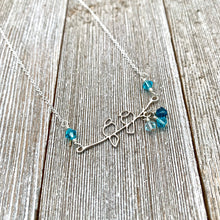 Load image into Gallery viewer, Sterling Silver Love Birds Necklace, Swarovski Crystals, Bird Jewelry, Dainty Necklace, Bird Lover