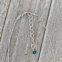 Load image into Gallery viewer, Sterling Silver Owl Necklace, Swarovski Crystals, Owl on a Branch, Teal Owl, Owl Lover, Owl Jewelry