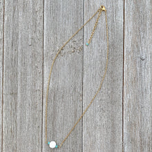 Load image into Gallery viewer, White Lava Diffuser Necklace, Turquoise Crystals, Matte Gold Chain