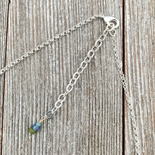 Load image into Gallery viewer, Blue and Green Wire Wrapped Circle Pendant, Asymmetrical Accent Beads, Silver Plated, Adjustable Necklace