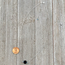 Load image into Gallery viewer, Black Lava Diffuser Necklace, Misty Blue Crystals, Silver Chain