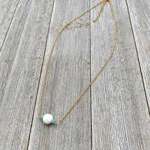 Load image into Gallery viewer, White Lava Diffuser Necklace, Turquoise Crystals, Matte Gold Chain
