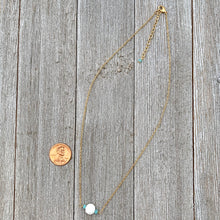 Load image into Gallery viewer, White Lava Diffuser Necklace, Turquoise Crystals, Matte Gold Chain