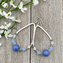 Load image into Gallery viewer, Blue and Grey Teardrop Earrings, Periwinkle Beads, Silver Filled Ear Wires