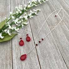 Load image into Gallery viewer, Ruby Jade Teardrop Necklace and Earring Set