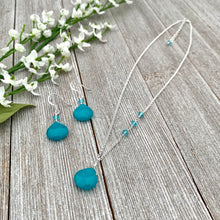 Load image into Gallery viewer, Teal Teardrop Necklace and Earring Set