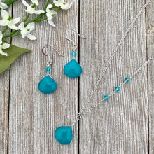 Load image into Gallery viewer, Teal Teardrop Necklace and Earring Set