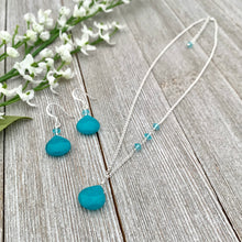 Load image into Gallery viewer, Teal Teardrop Necklace and Earring Set