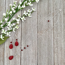Load image into Gallery viewer, Ruby Jade Teardrop Necklace and Earring Set