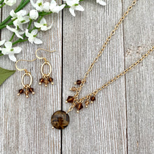 Load image into Gallery viewer, Bronzite and Crystal Necklace and Earring Set