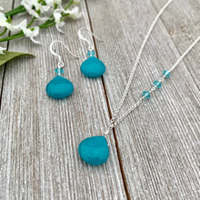 Load image into Gallery viewer, Teal Teardrop Necklace and Earring Set