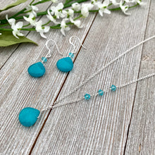 Load image into Gallery viewer, Teal Teardrop Necklace and Earring Set