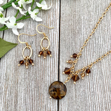 Load image into Gallery viewer, Bronzite and Crystal Necklace and Earring Set