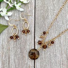 Load image into Gallery viewer, Bronzite and Crystal Necklace and Earring Set
