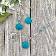 Load image into Gallery viewer, Teal Teardrop Necklace and Earring Set