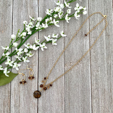 Load image into Gallery viewer, Bronzite and Crystal Necklace and Earring Set