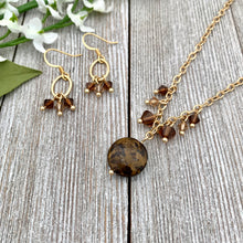 Load image into Gallery viewer, Bronzite and Crystal Necklace and Earring Set