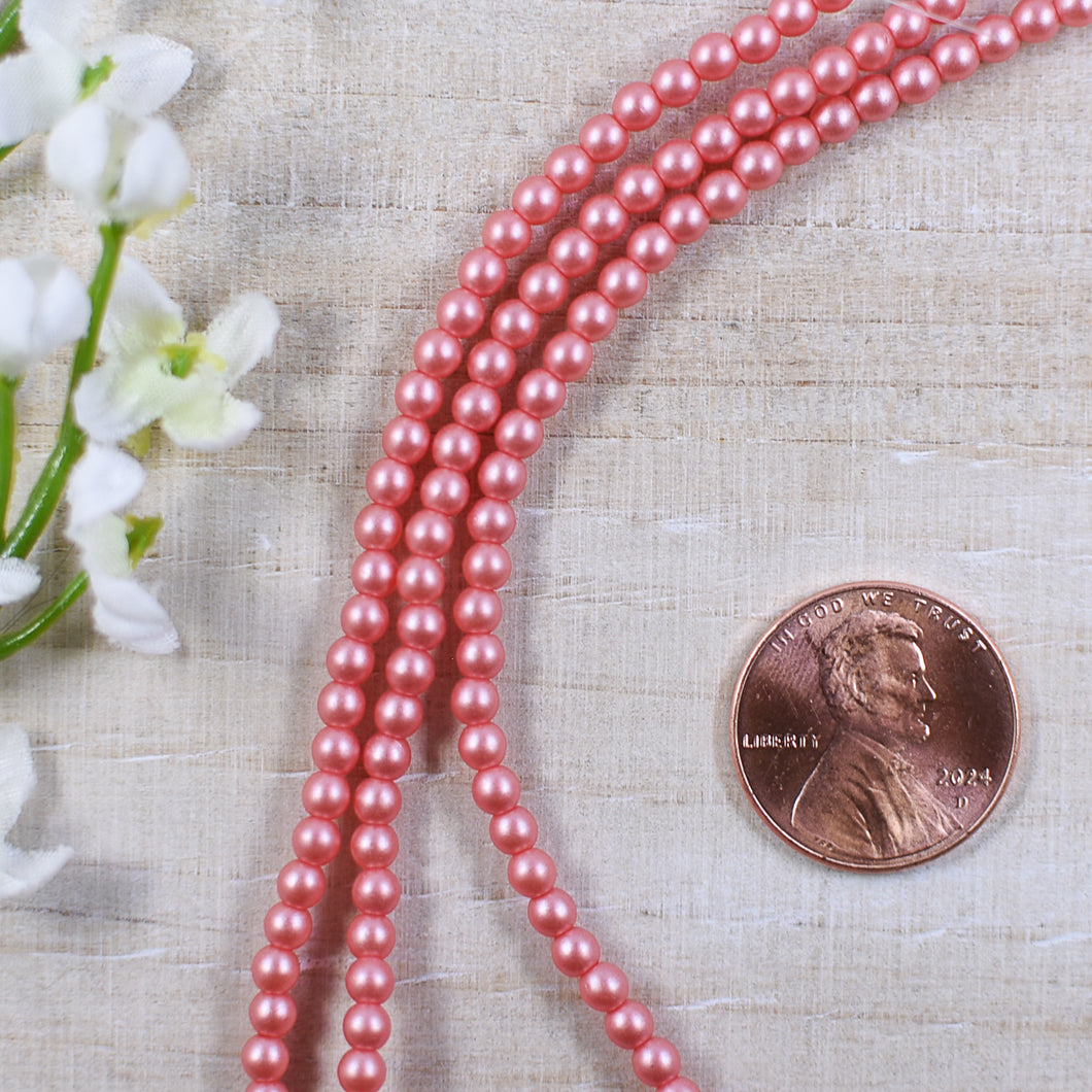 3mm Druk Alabaster Pastel Light Coral