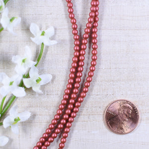 3mm Druk Alabaster Metallic Red