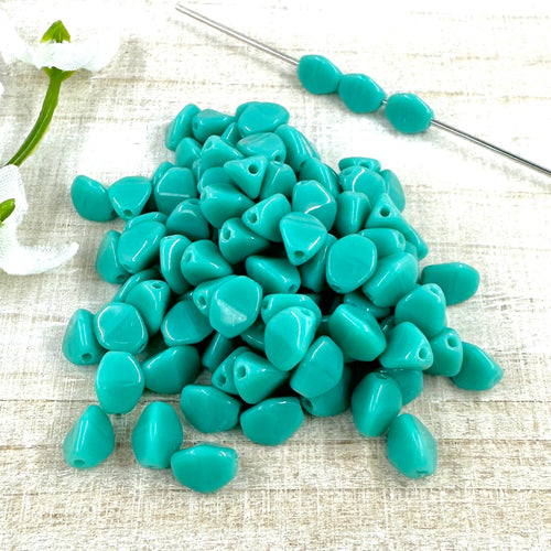 Opaque Turquoise 5x3mm Pinch Bead