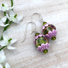Load image into Gallery viewer, Lilac and Olivine Spring Sterling Silver Earrings
