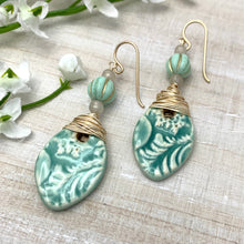 Load image into Gallery viewer, Light Turquoise Ceramic Earrings
