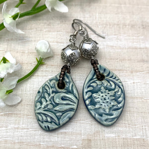 Steel Blue Ceramic Earrings