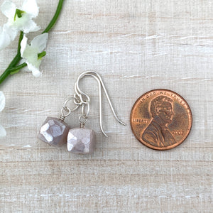 Pink Moonstone and Sterling Silver Earrings