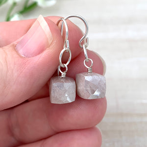 Pink Moonstone and Sterling Silver Earrings