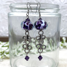 Load image into Gallery viewer, Purple Lampwork and Antique Silver Earrings
